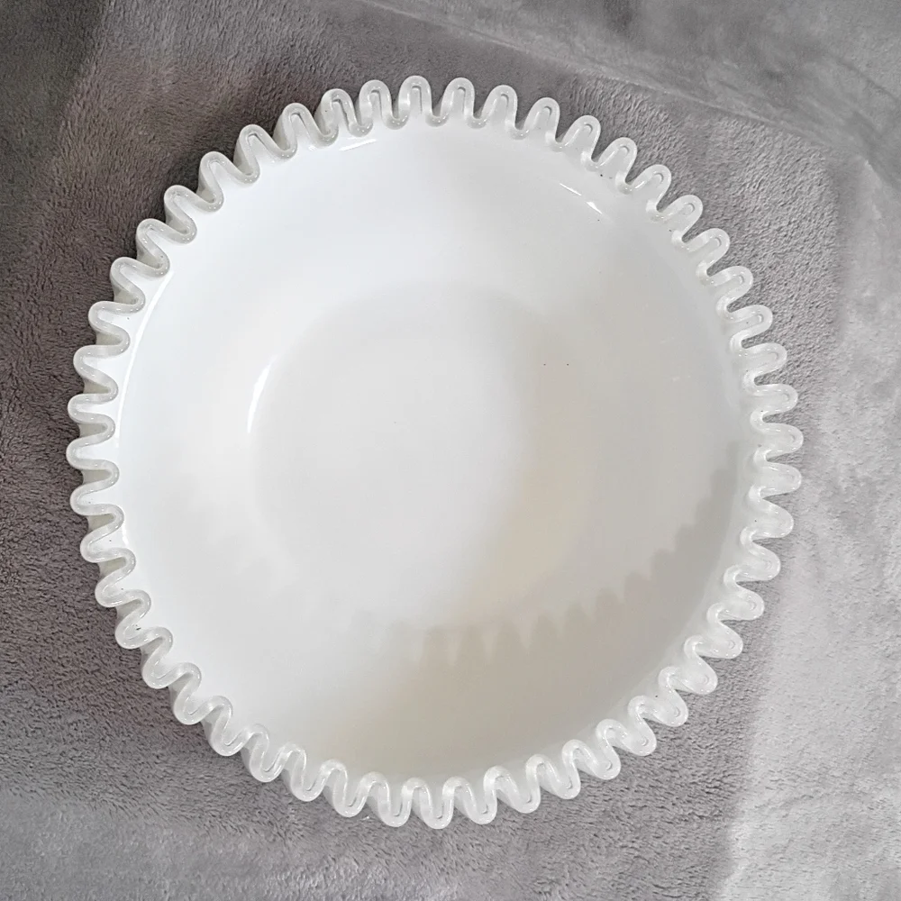 Fenton Glass Silver Crest Shrimp Chip Bowl